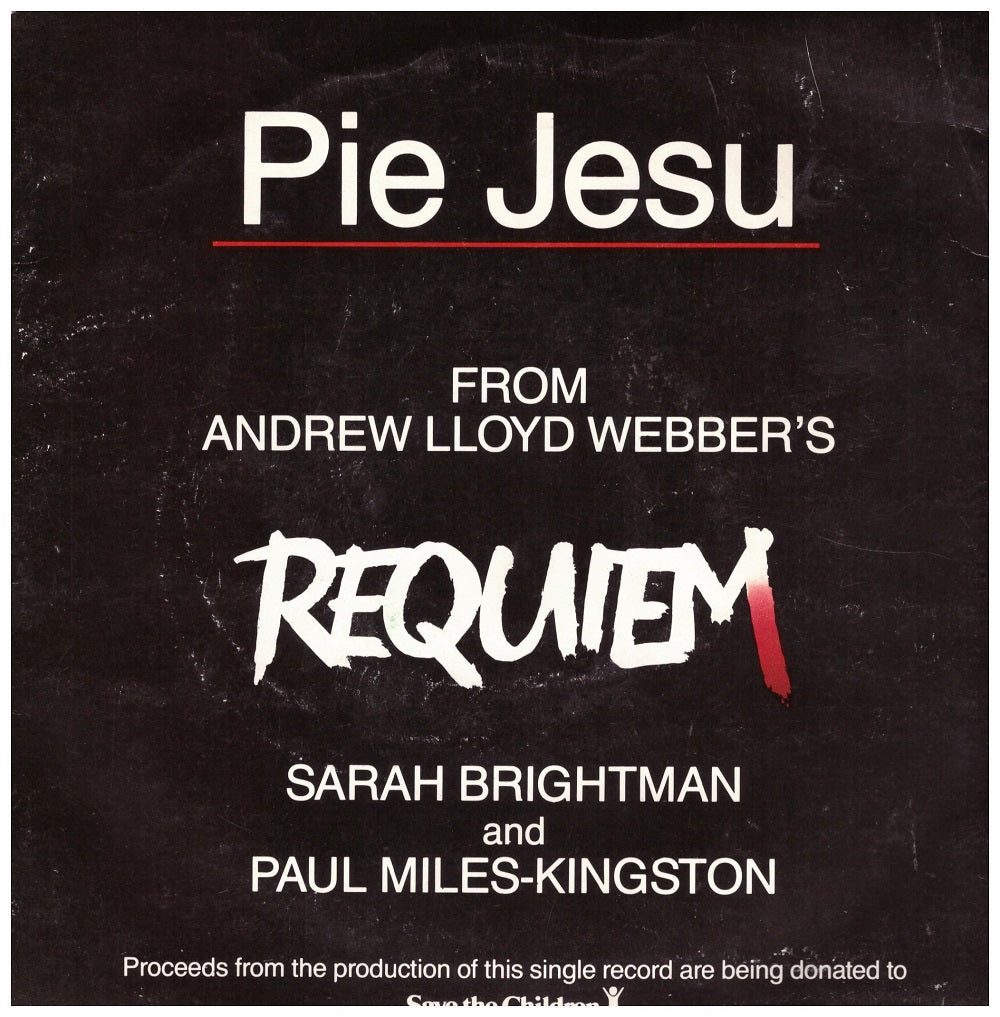 7" 45RPM Pie Jesu/Recordare by Sarah Brightman & Paul Miles-Kingston from His Master's Voice (WEBBER 1)