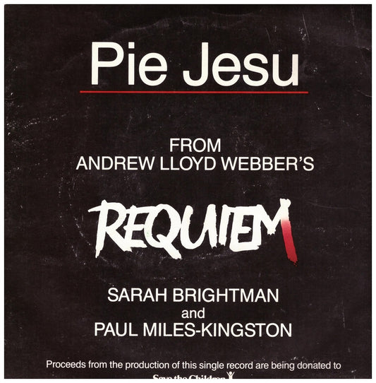 7" 45RPM Pie Jesu/Recordare by Sarah Brightman & Paul Miles-Kingston from His Master's Voice (WEBBER 1)