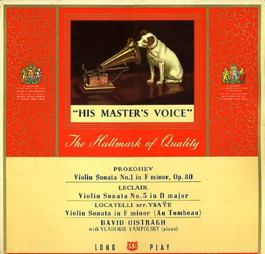 Prokofiev/Leclair/Locatelli by David Oistrakh With Vladimir Yampolsky from His Master's Voice (ALP 1411)