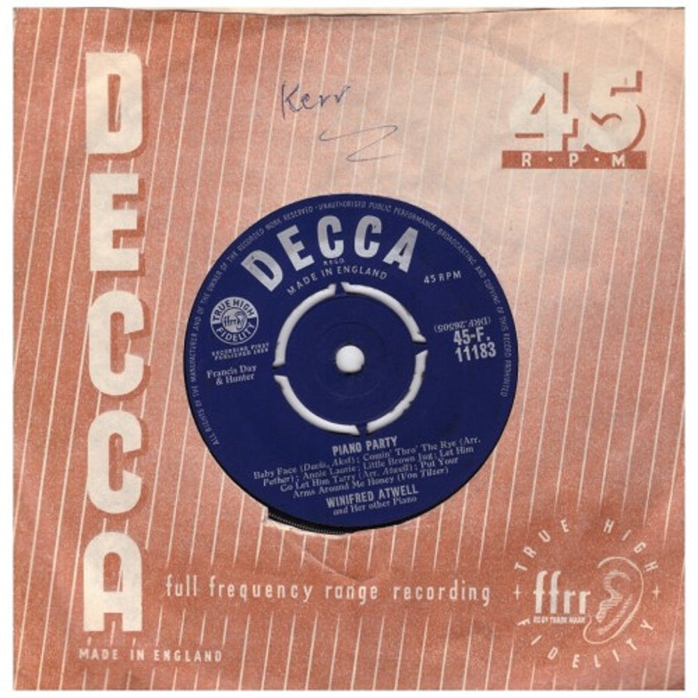 7" 45RPM Piano Party EP by Winifred Atwell from Decca (45-F.11183)