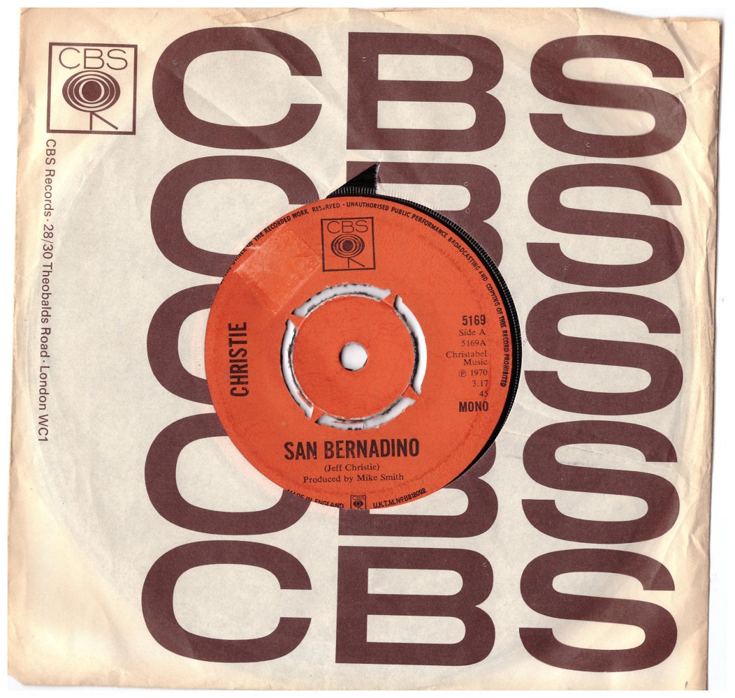 7" 45RPM San Bernadino/Here I Am by Christie from CBS