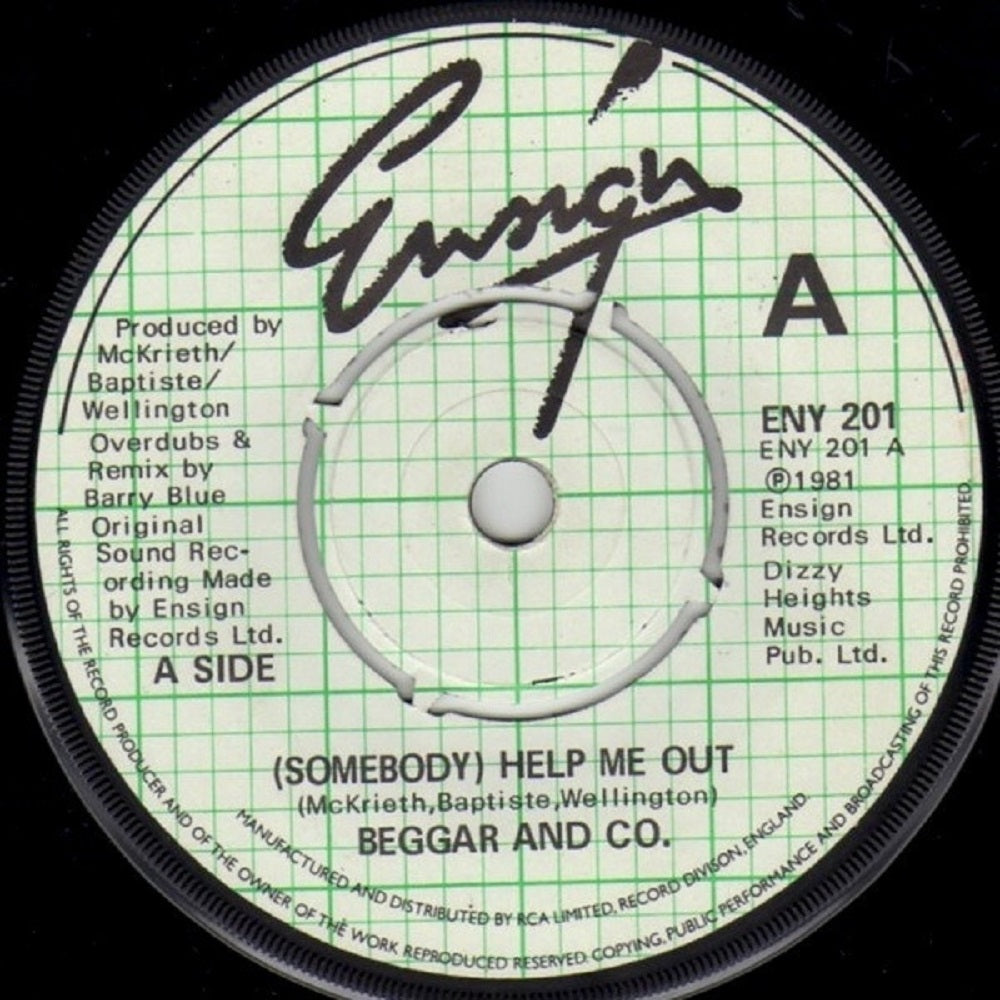 7" 45RPM (Somebody) Help Me Out/Rising Sun by Beggar And Co. from Ensign