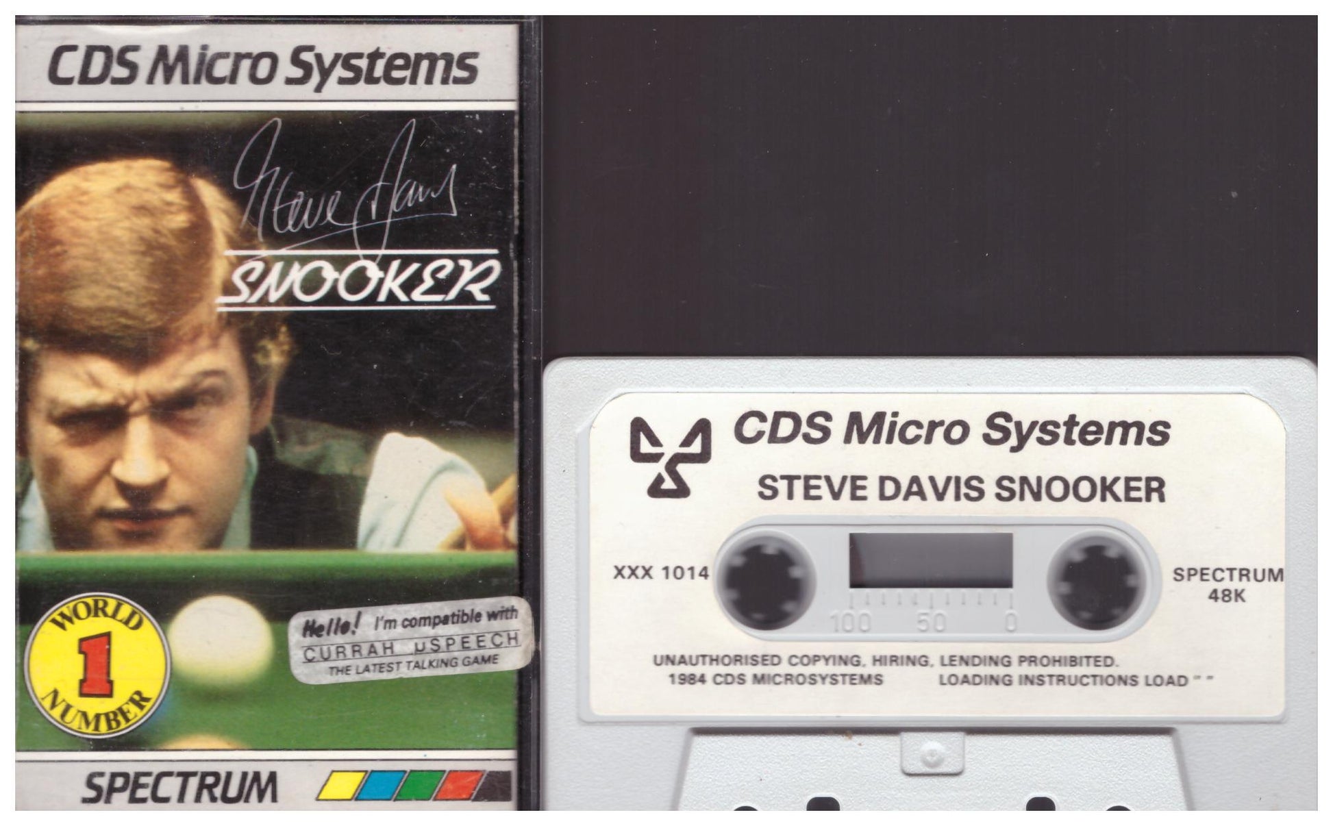 Steve Davis Snooker ZX Spectrum, Steve Davis Snooker game ZX Spectrum, CDS Micro Systems Steve Davis Snooker