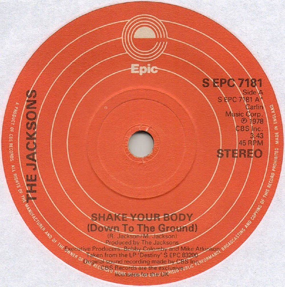 7" 45RPM Shake Your  Body (Down To The Ground)/ All Night Dancin' by The Jacksons from Epic (S EPC 7181)