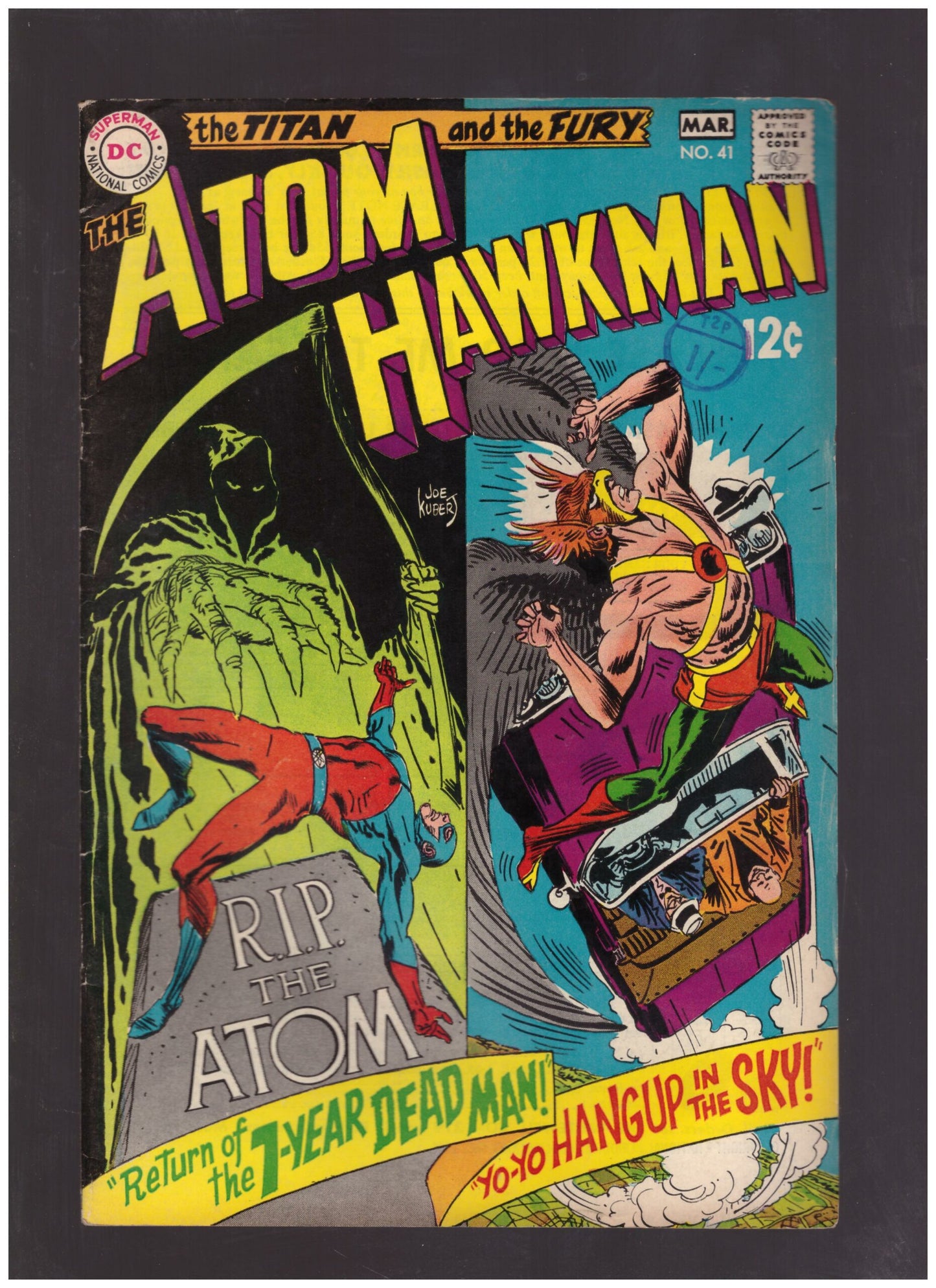 The Atom and Hawkman #41 comic, vintage DC Comics, Atom and Hawkman March 1969 issue, Silver Age DC Comics