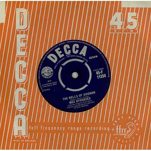 7" 45RPM The Bells Of Avignon/Tin Pan Alley by Max Bygraves from Decca