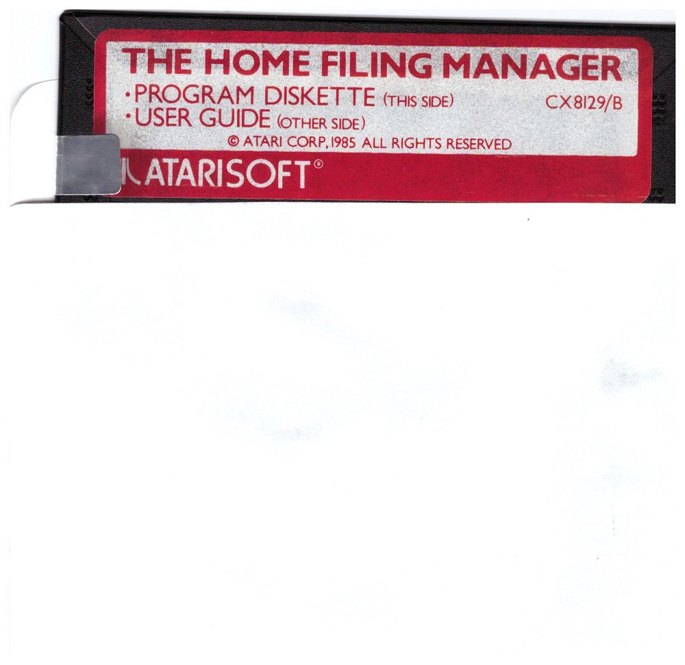 The Home Filing Manager Disk Only for Atari 8-Bit Computers from Atarisoft (CX 8129/B)