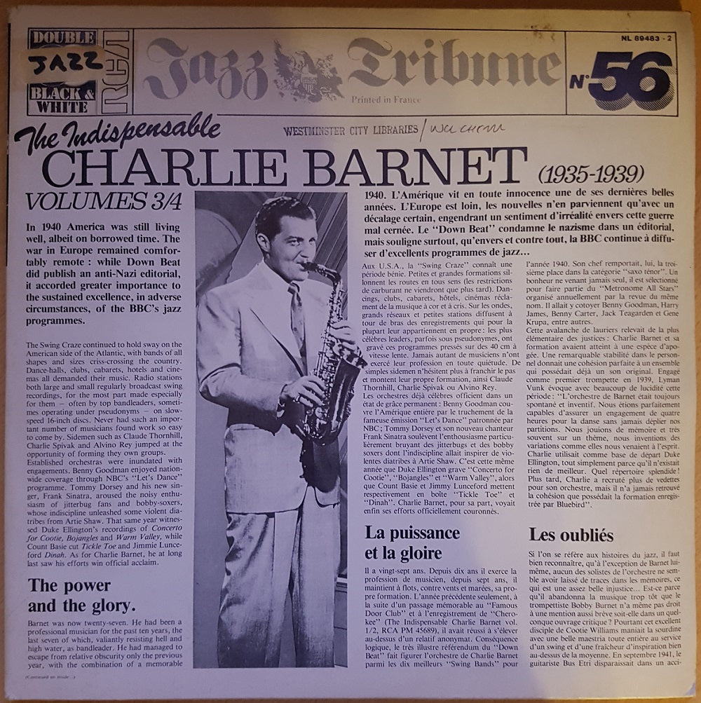 The Indispensable Charlie Barnet Volumes 3/4 (1935-1939) from RCA (NL 89483-2)