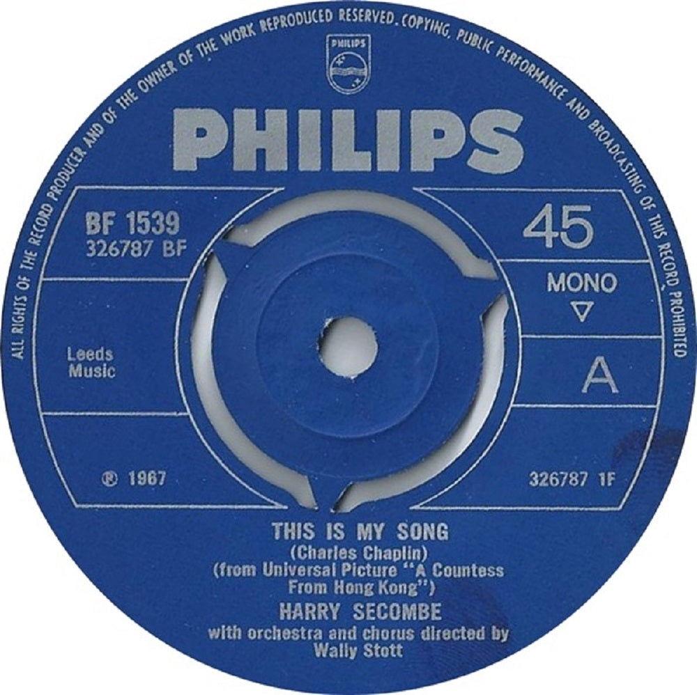 7" 45RPM This Is My Song/Song Of The Valley by Harry Secombe from Philips-1