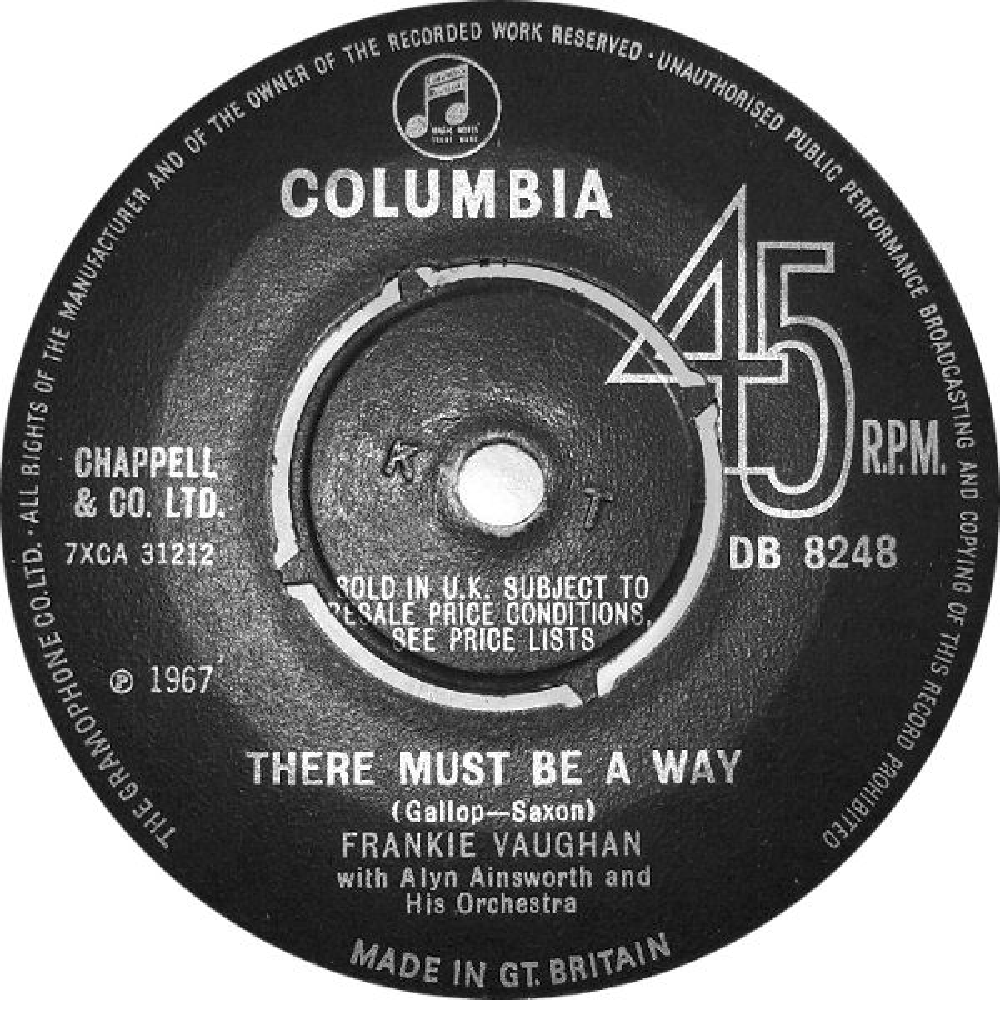 7" 45RPM There Must Be A Way/You're Nobody 'Til Somebody Loves You by Frankie Vaughan from Columbia