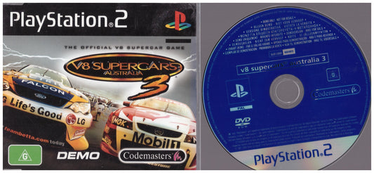 V8 Supercars Australia 3 Demo Disc for Sony Playstation 2/PS2 from Codemasters (SLED 53888)