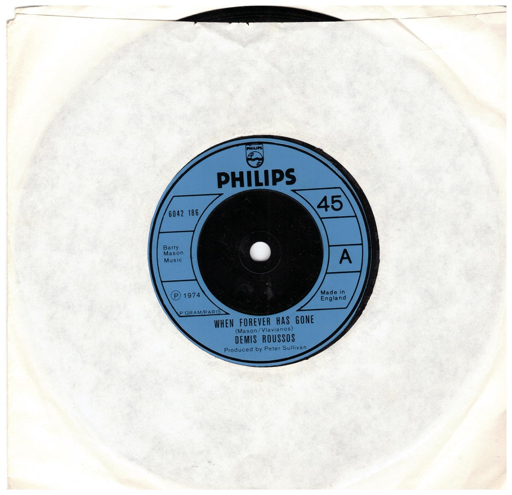 7" 45RPM When Forever Has Gone/Woman by Demis Roussos from Philips (6042 186)