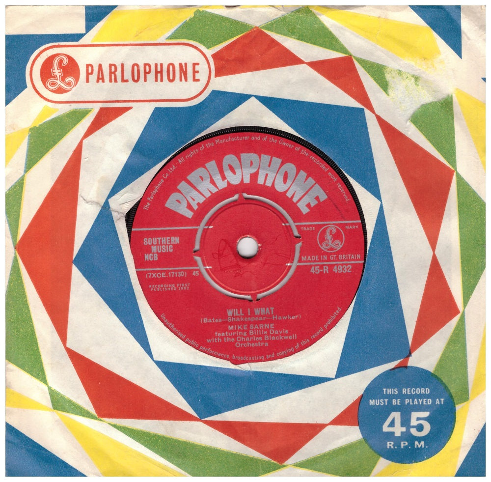 7" 45RPM Will I What/Bird, You Know I Love Ya by Mike Sarne from Parlophone (45-R 4932)