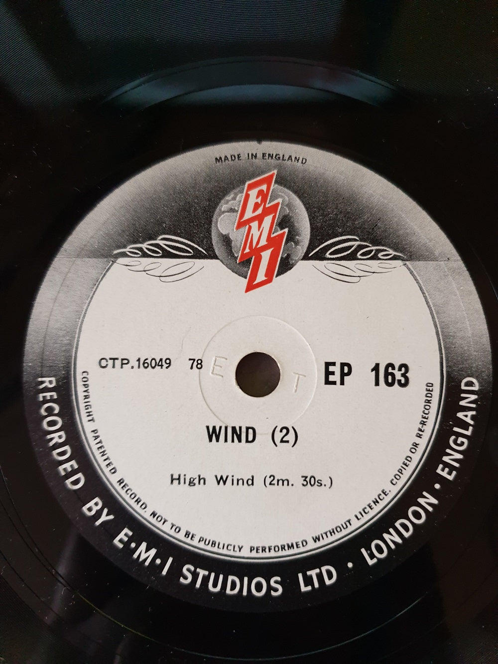 10" 78RPM Wind (2) by EMI (EP 163)