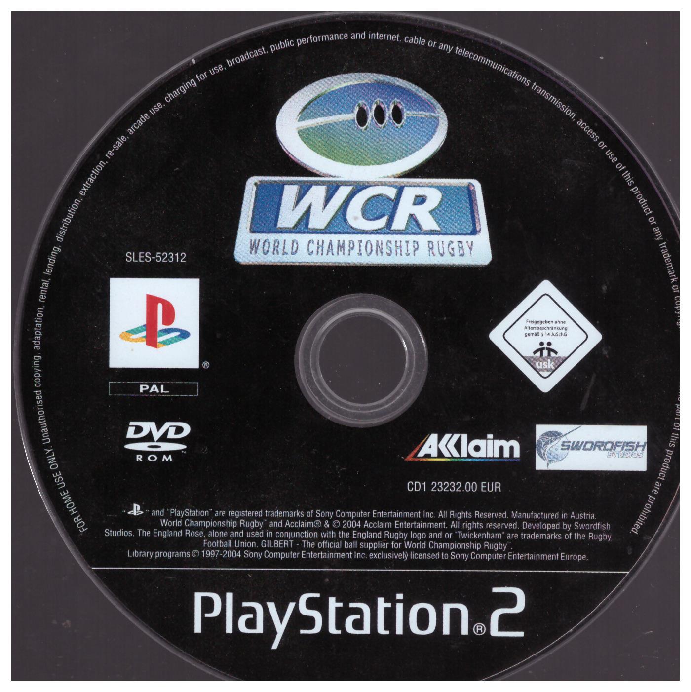 World Championship Rugby Disc Only for Sony Playstation 2/PS2 from Acclaim (SLES 52312)