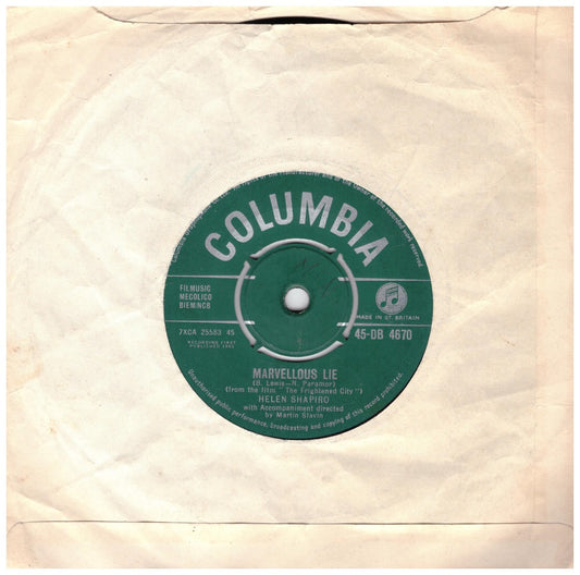 7" 45RPM You Don't Know/Marvellous Lie by Helen Shapiro from Columbia (45-DB 4670)